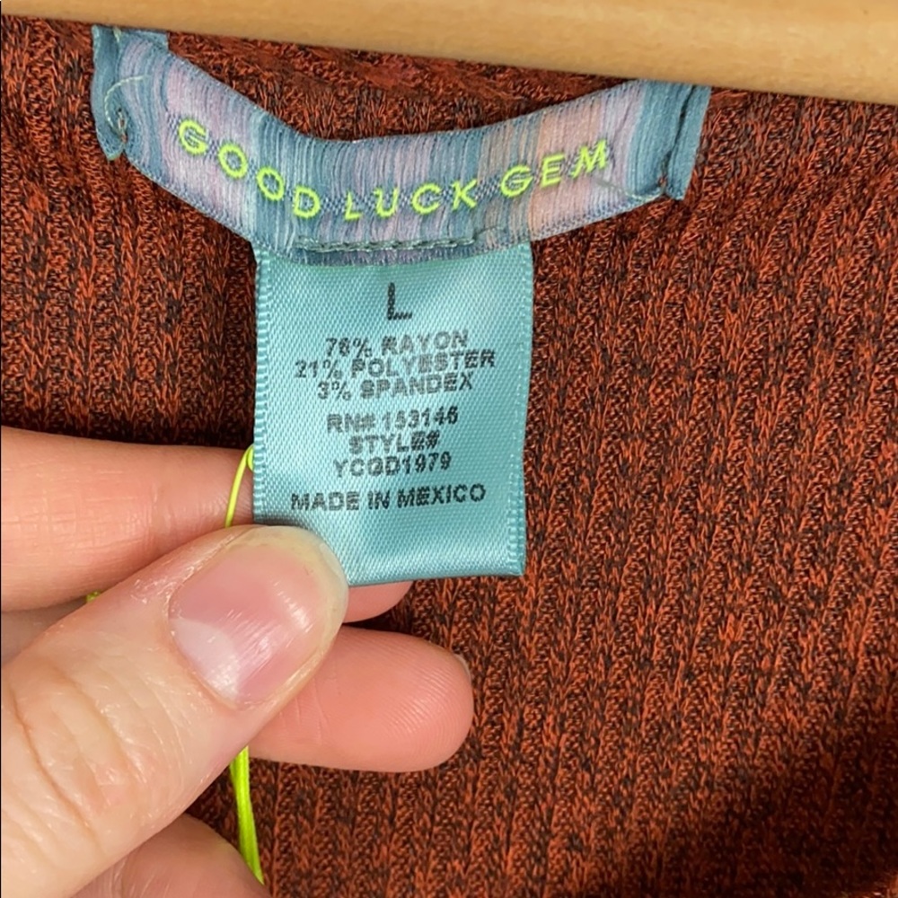 New Good Luck Gem Side Wrap Solid Knit Dress - image 6